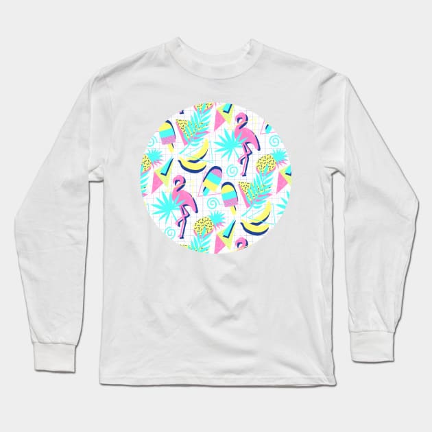 80s Flashback Tropical Fun Long Sleeve T-Shirt by micklyn